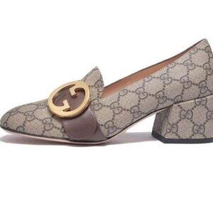 NWB Gucci Supreme Blondie Interlocking GG Pumps Chunk Heel 701711